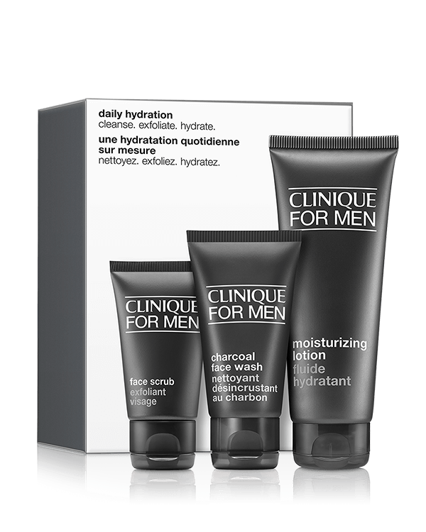 Clinique For Men Set: Daily Hydration, Hydrating face trio for men with dry skin. A $78 value.