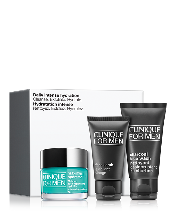 Daily Intense Hydration Skincare Set: Cleanse. Exfoliate. Hydrate., Simple skincare favorites for the guy with drier skin. $92 value.