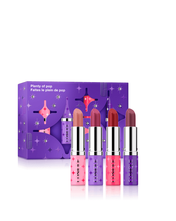 Plenty of Pop Lipstick Set, Four ways for lips to pop. Clinique Pop™ Longwear Lipstick delivers long-lasting, feel-good colour—play with a range of shades from nude to bold.&amp;nbsp;