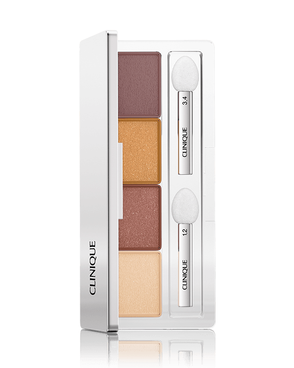 All About Shadow Quads, Create a variety of looks, from natural to dramatic. Luscious, long-wearing. Two sponge applicators.