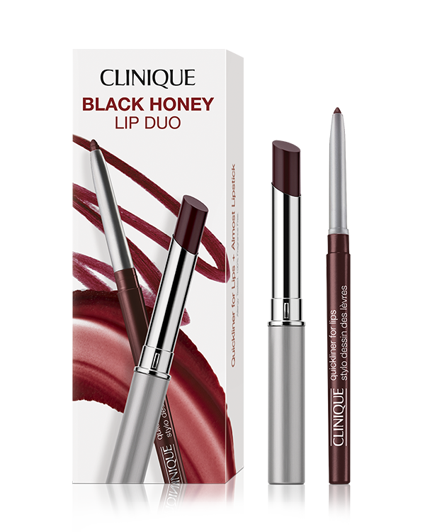 Black Honey Lip Kit, Clinique’s #1 lip phenomenon, now paired with a perfectly matched Quickliner™ For Lips.