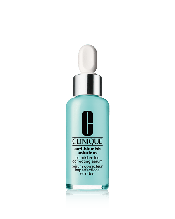 Anti-Blemish Solutions Blemish + Line Correcting Serum, A blemish-busting serum developed specifically for adult skins that are experiencing breakouts along with lines and wrinkles.